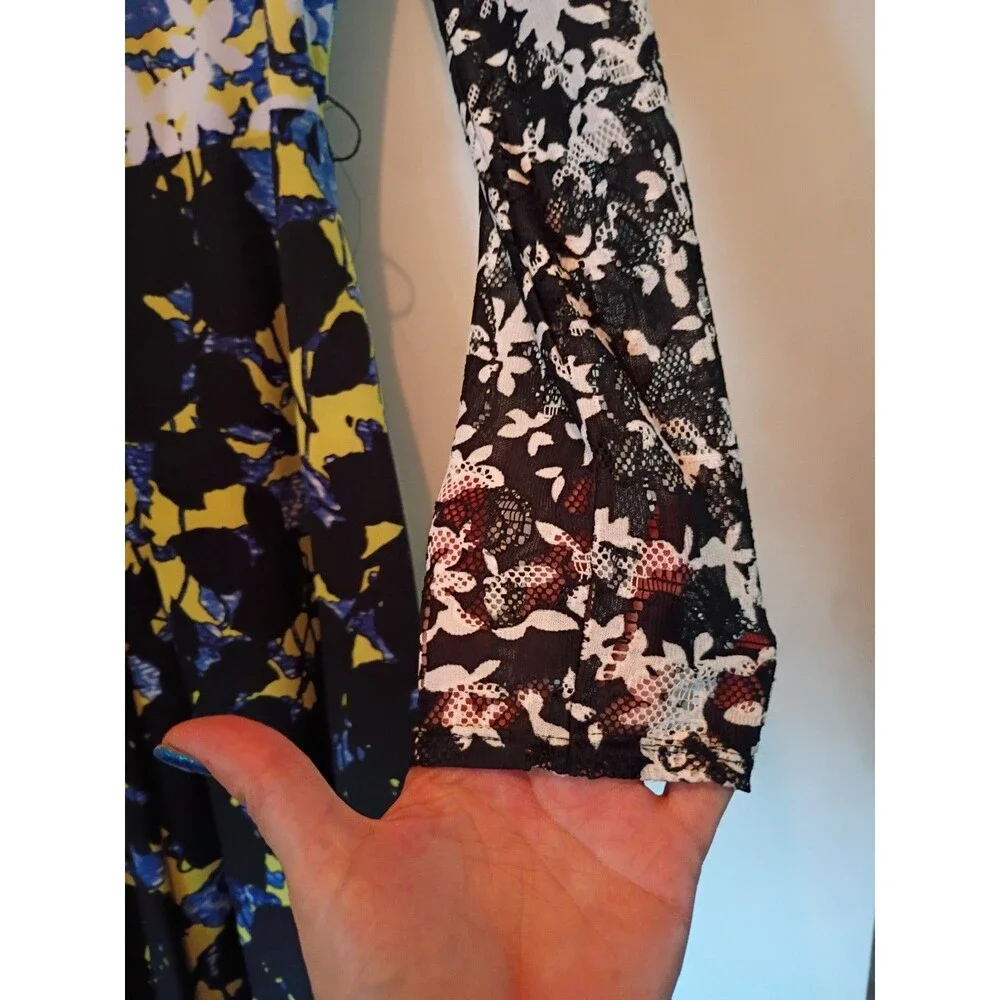 Peter Pilotto for Target Floral Mini Dress Lace Long Sleeve with Belt